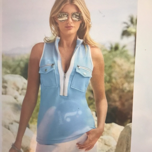 Orange/coral “bird of paradise color”Sleeveless chic zip tank NWT IN PACKAGE - Picture 15 of 16